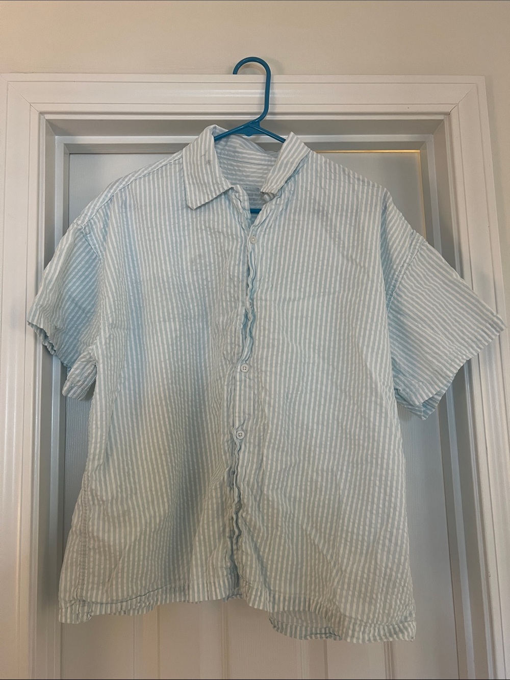 Daily Drills Pale Blue & White Striped Short Sleeve Tee